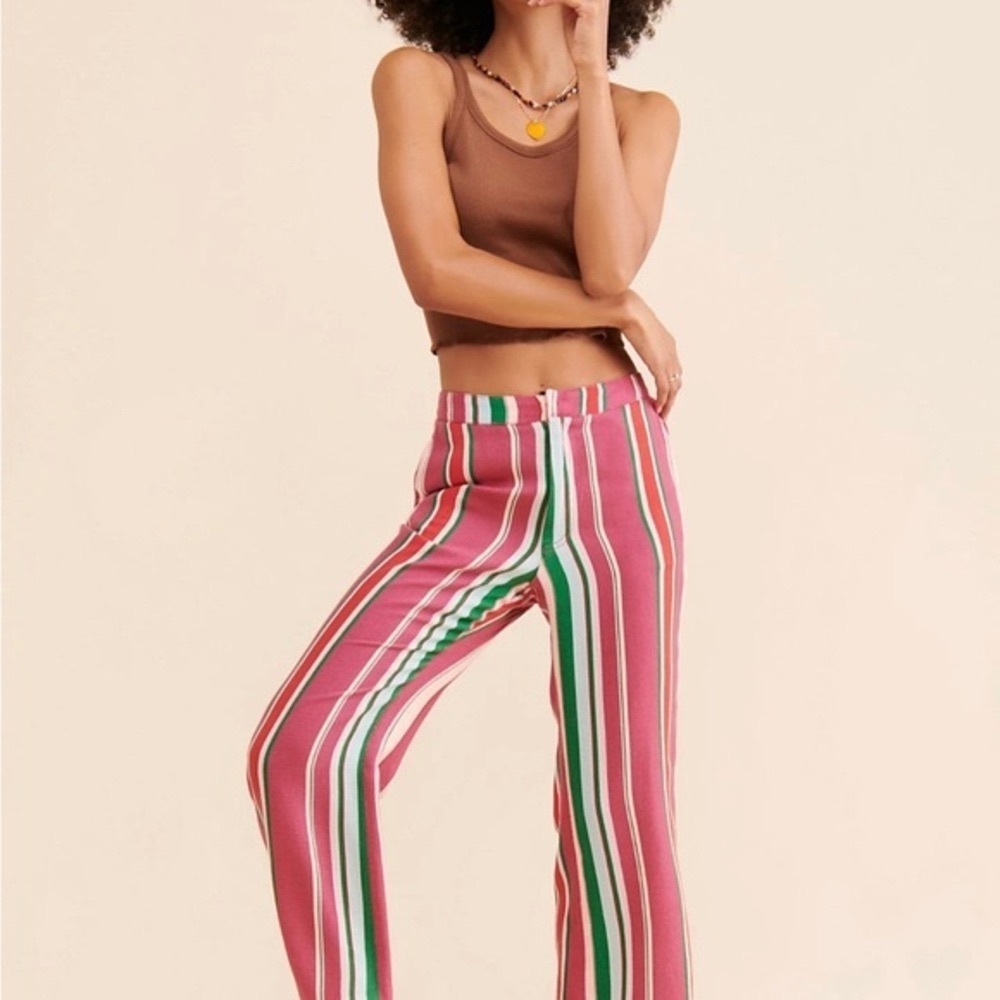 Free People La Paz Slim Festival Striped Crop Pants Size 0
